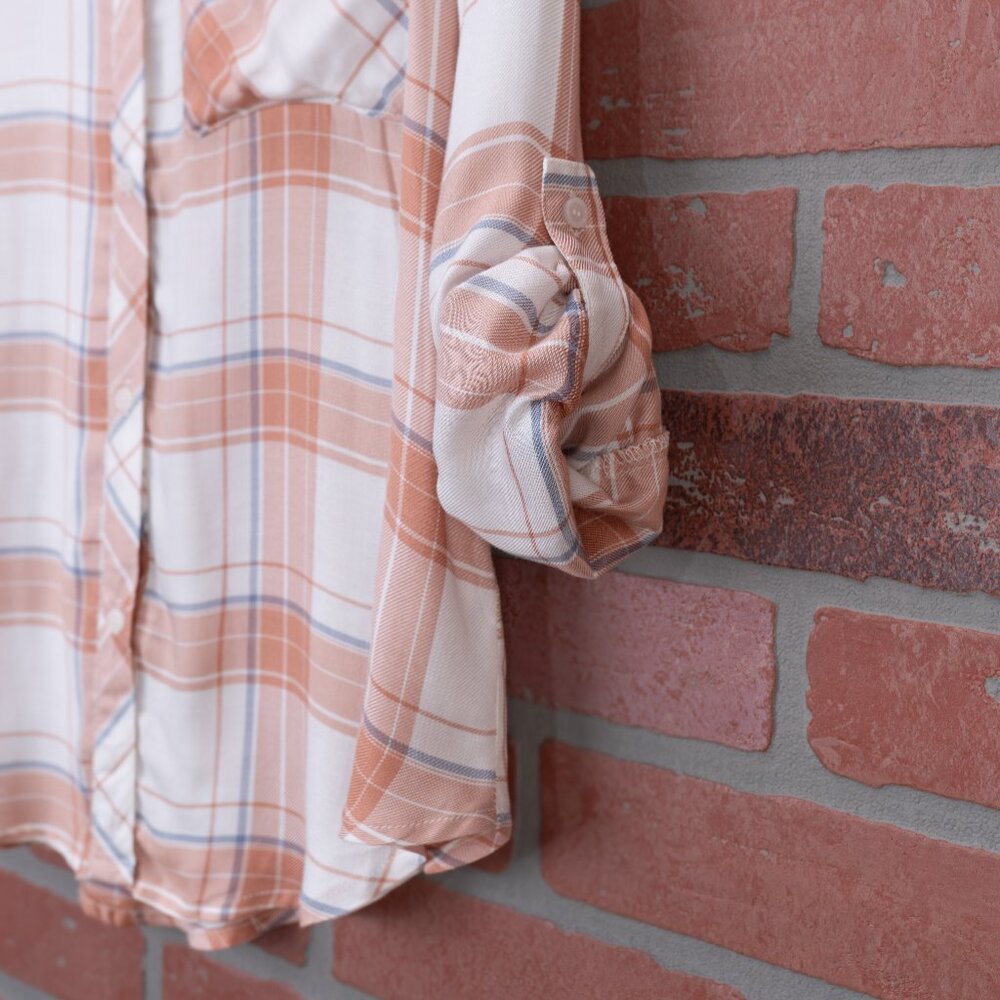 Lightweight Plaid Button-up - Terracotta - Picture 7 of 12